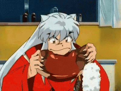 Inuyasha Eating Meat GIF