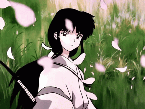 Inuyasha Kikyo With Falling Petals GIF