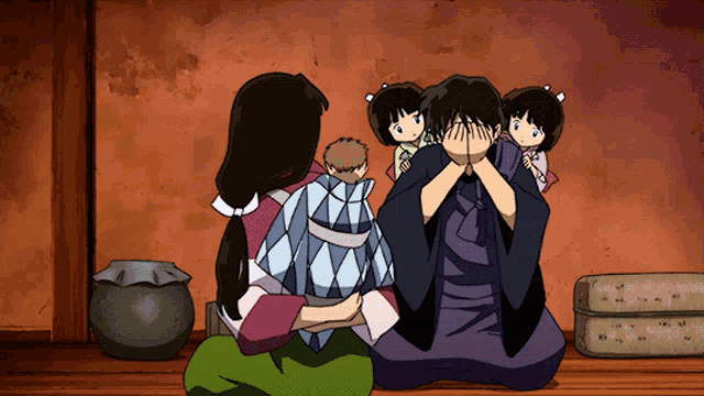 Inuyasha Miroku Playing With Kids GIF