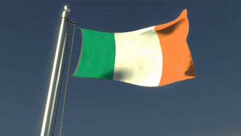Ireland Flag Fluttering On Pole GIF