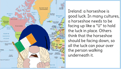 Ireland Horseshoe Fact Dwarf Holding Flag GIF