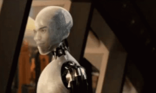 Irobot With On Fleek Eyebrows Saying No GIF