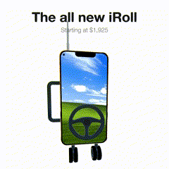 Iroll Phone With Steering Wheel GIF
