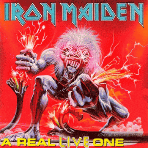 Iron Maiden A Real Live One Album Cover With A Monster GIF
