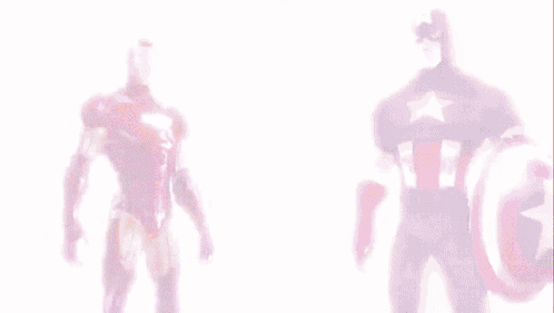 Iron Man And Captain America Stand Next To Each Other GIF