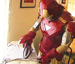 Iron Man Suit Up Ironing Clothes GIF