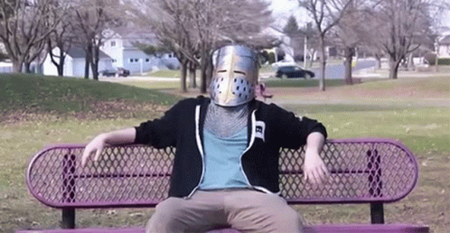 Iron Mask On Bench GIF