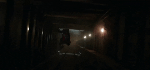 Iron Spider Swinging Mj Train Almost Got Them GIF