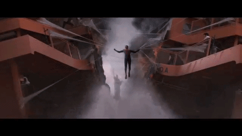 Iron Spider Web Holding Falling Building GIF