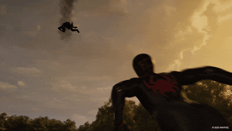 Iron Spider With Black Spiderman GIF