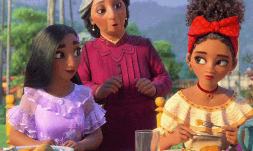 Isabela And Dolores Madrigal Looking Around Encanto GIF