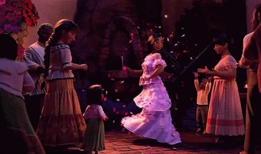 Isabela Madrigal Dancing White Dress Encanto GIF