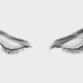 It Is A Black And White Drawing Of A Woman 'S Eyes And Eyebrows . GIF