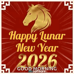 It Is A Happy Lunar New Year Greeting Card With A Horse On It . GIF