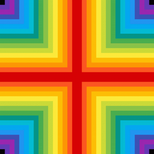 It Looks Like A Rainbow Cross With A Red Line In The Middle . GIF