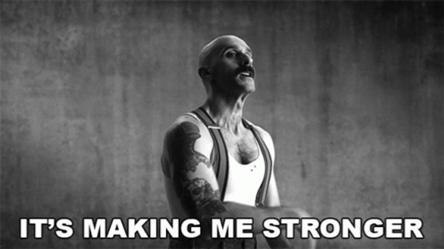 It Makes Me Strong Bald Guy Flexing GIF