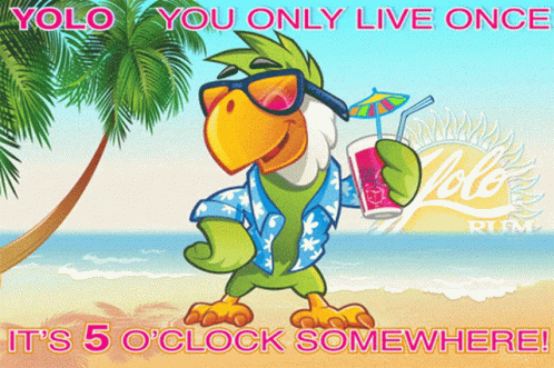 It's 5 O'clock Somewhere Bird Holding A Drink GIF
