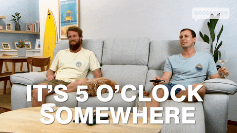 It's 5 O'clock Somewhere Guys Sitting On Couch GIF