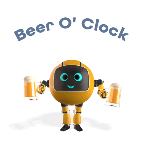 It's 5 O'clock Somewhere Yellow Robot Holding Drinks GIF