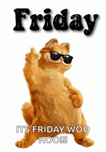 It's Friday Garfield Grooving GIF