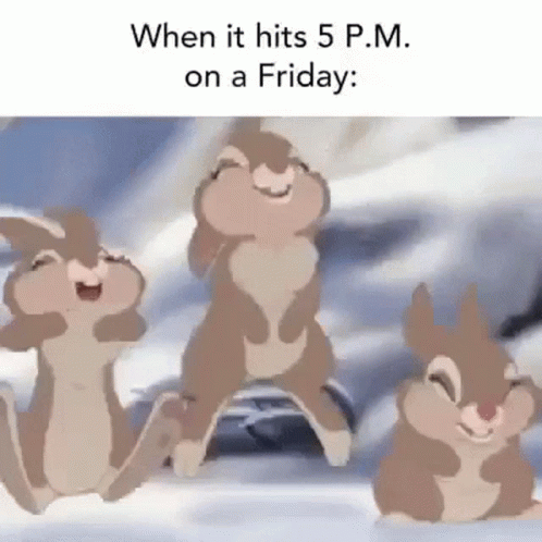 It's Friday Happy Jumping Bunnies GIF