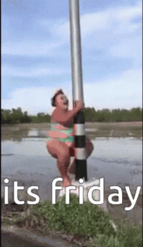 It's Friday Chubby Lady Climbing Post GIF