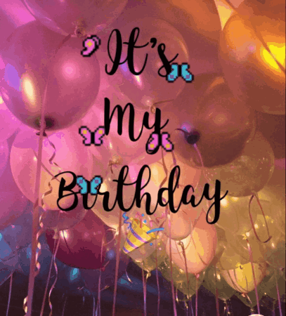 It's My Birthday Butterflies And Balloons GIF