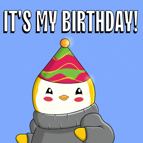 It's My Birthday Cute Pudgy Penguin GIF