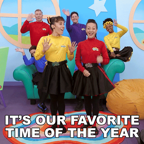 It's Our Favorite Time Of The Year Poster With Dancing People GIF