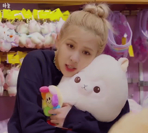 It's So Fluffy Rose Hugging Stuffed Toy GIF