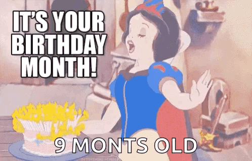 It's Your Birthday Month Snow White 9 Months Cake GIF