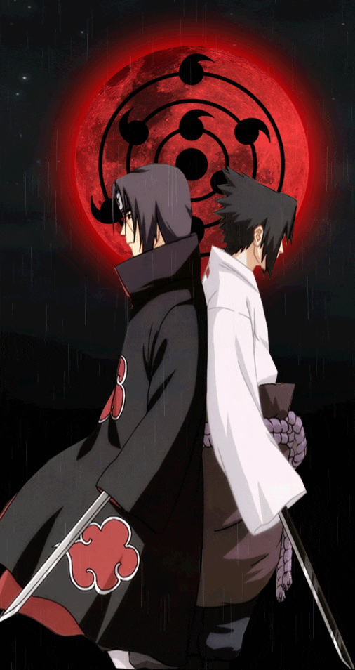 Itachi Sasuke In Sharingan Moon GIF