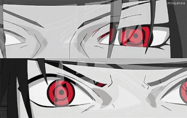 Itachi Vs Sasuke Split Screen Sharingan GIF