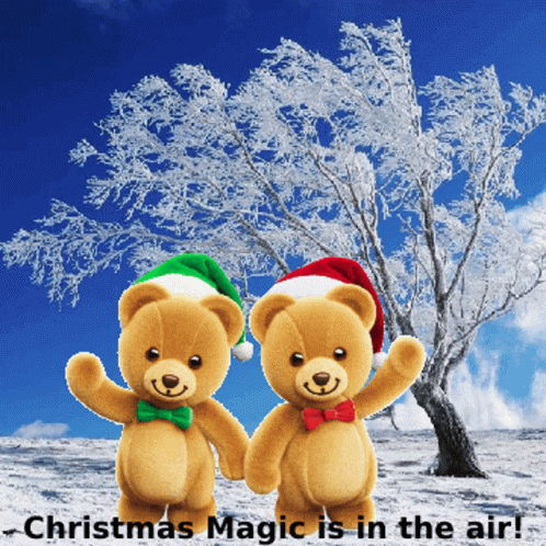 Its A Christmas Miracle Teddy Bears Waving GIF
