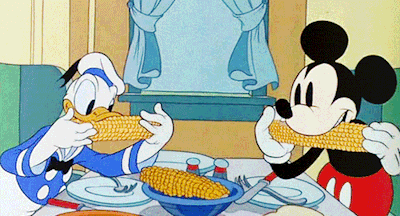 Its Corn Eating Disney Characters Mickey Donald GIF