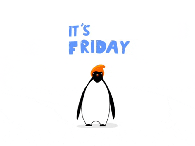 Its Friday Cartoon Penguin Jump GIF