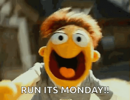 Its Monday Run Puppet GIF