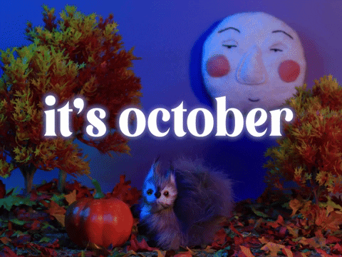 Its October Halloween Moon And Squirrel Animation GIF