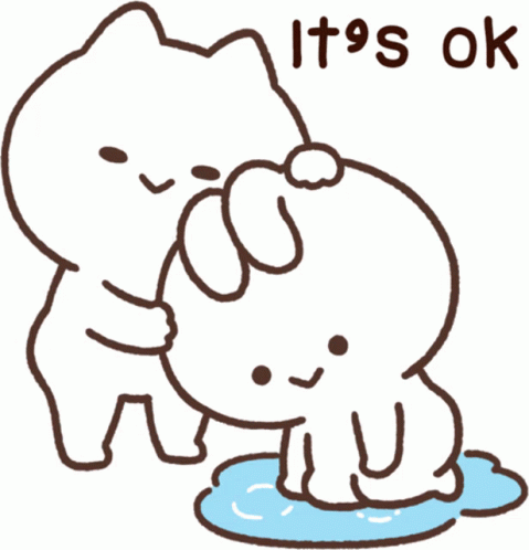 Its Okay White Cat Pats Sad White Rabbit GIF