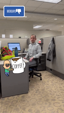 Its Only Monday Animated Guy With Coffee GIF