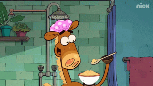 Its Pony Eating While Showering GIF