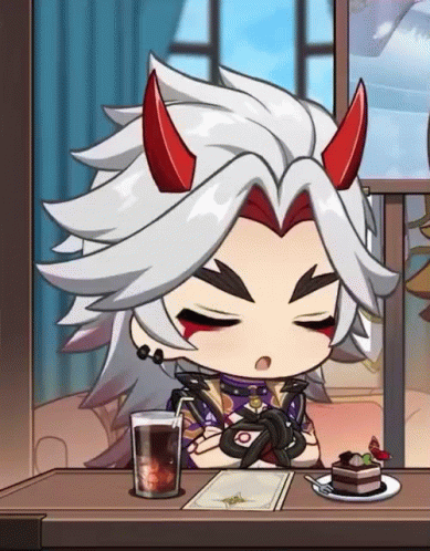 Cute Anime Itto Smiling Red Horns GIF