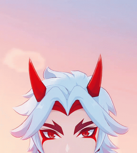 Arataki Itto Blinking Eyes Red Horns GIF