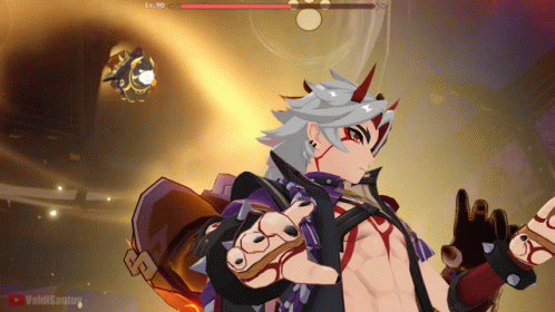 Arataki Itto Releasing Ushi Genshin Impact GIF