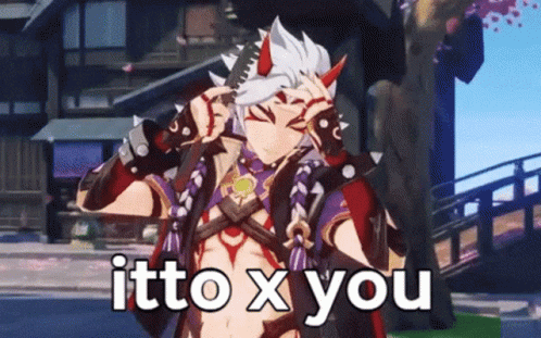 Arataki Itto Combing Hair Genshin Impact GIF