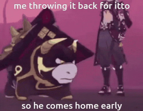 Ushi Bumping Arataki Itto Genshin Impact GIF