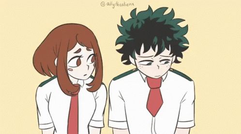 Izuku Midoriya With Girlfriend Uchaco Uraraka GIF