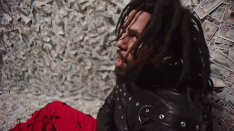 J Cole Inside Room Made Of Money GIF