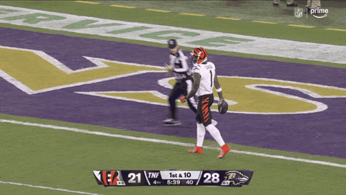 Ja'marr Chase Walking Backwards During Game GIF