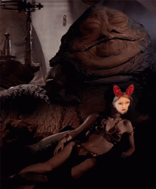 Jabba The Hut Sleeping With A Woman In A Bikini GIF